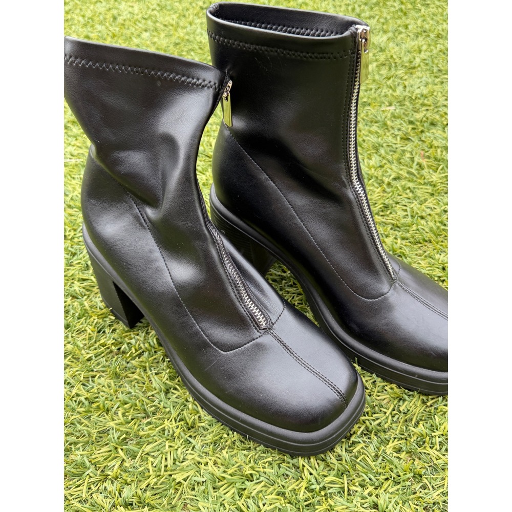 Shoedazzle Gracen Front Zip Ankle Boots Womens 7.5 Black